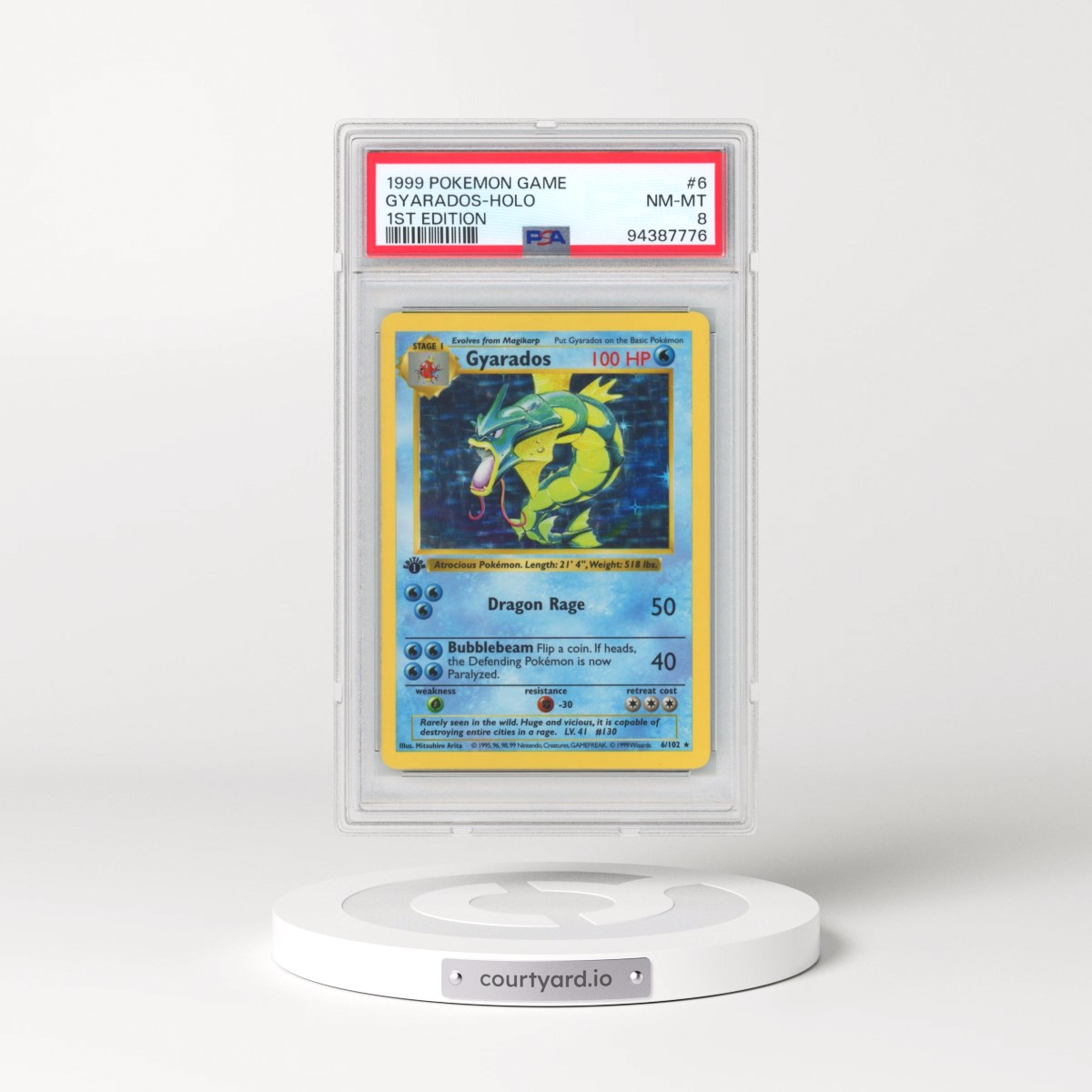 1999 Pokémon Game #6 Gyarados - 1st Edition Holo (PSA 8 NM-MT)