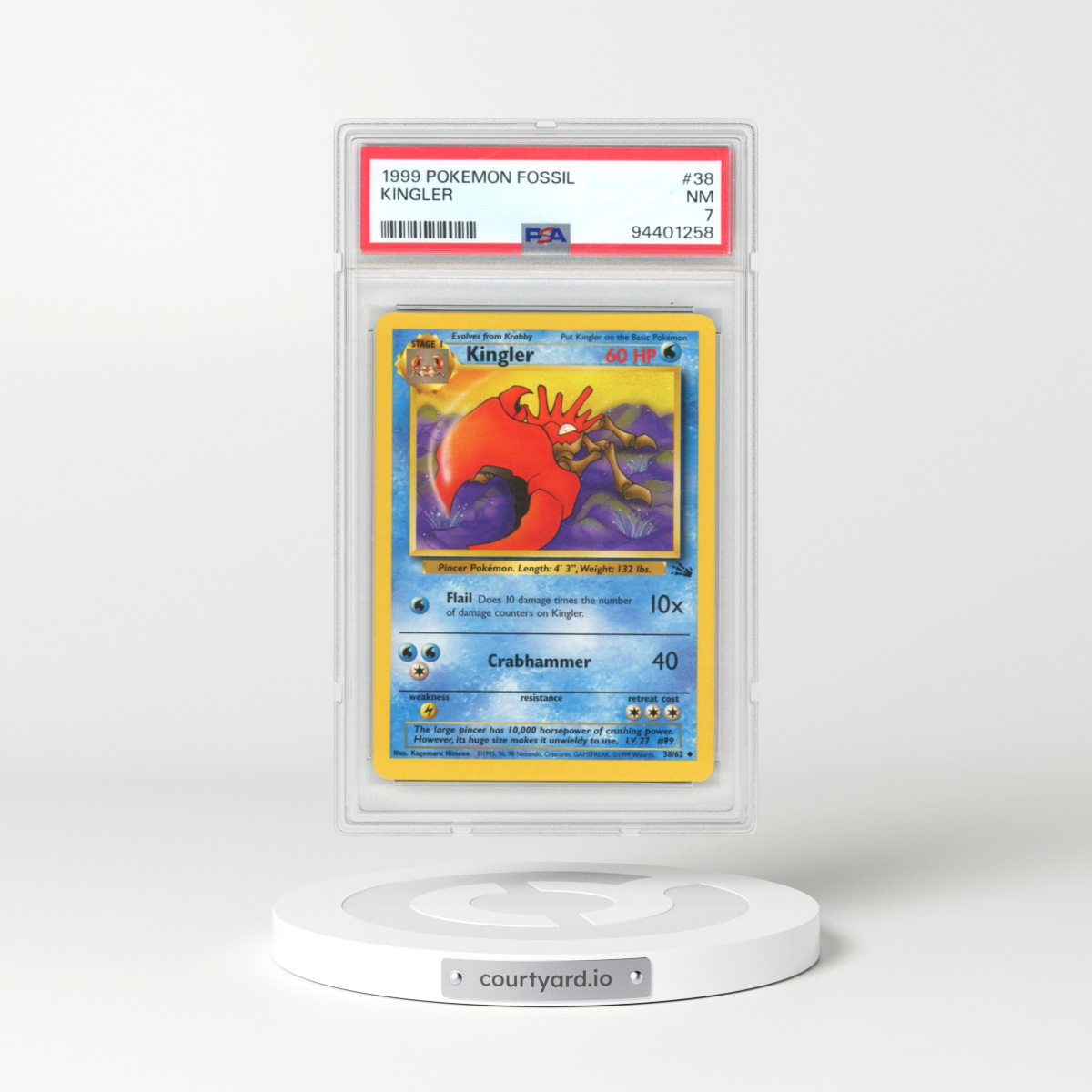 1999 Fossil #38 Kingler (PSA 7 NM)