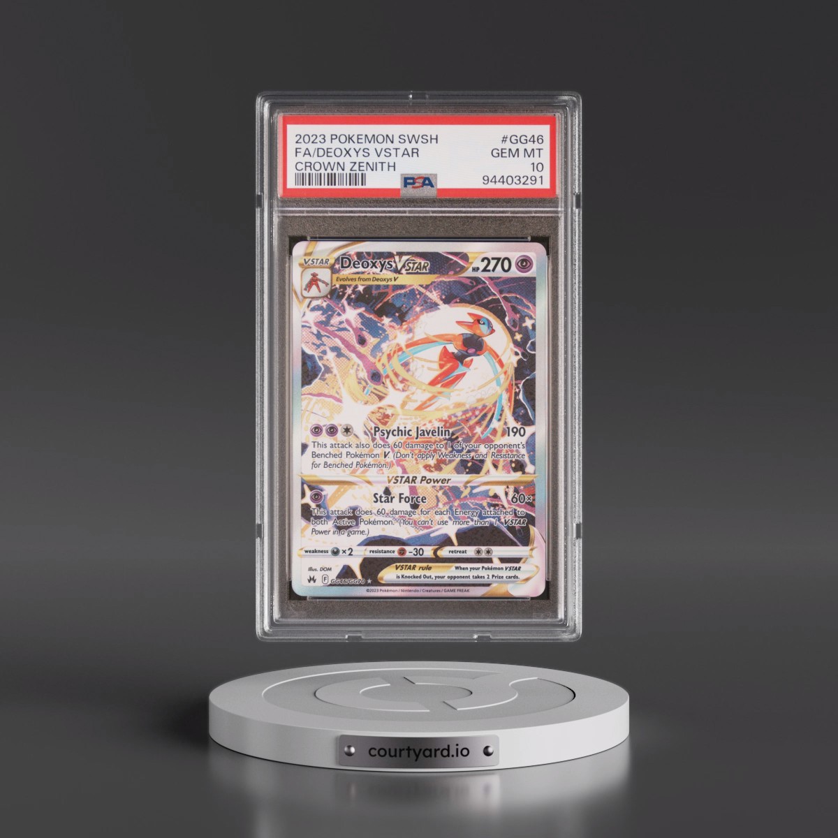 2023 Pokémon Sword and Shield Crown Zenith #GG46 Deoxys Vstar - Full Art (PSA 10 GEM MINT)