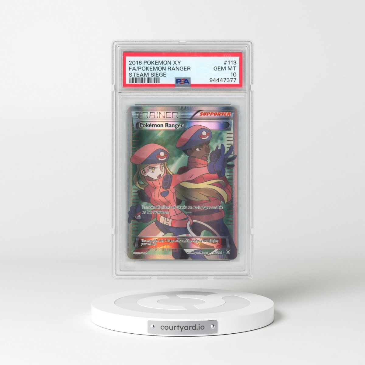 2016 Pokémon XY Steam Siege #113 Pokemon Ranger - Full Art (PSA 10 GEM MINT)