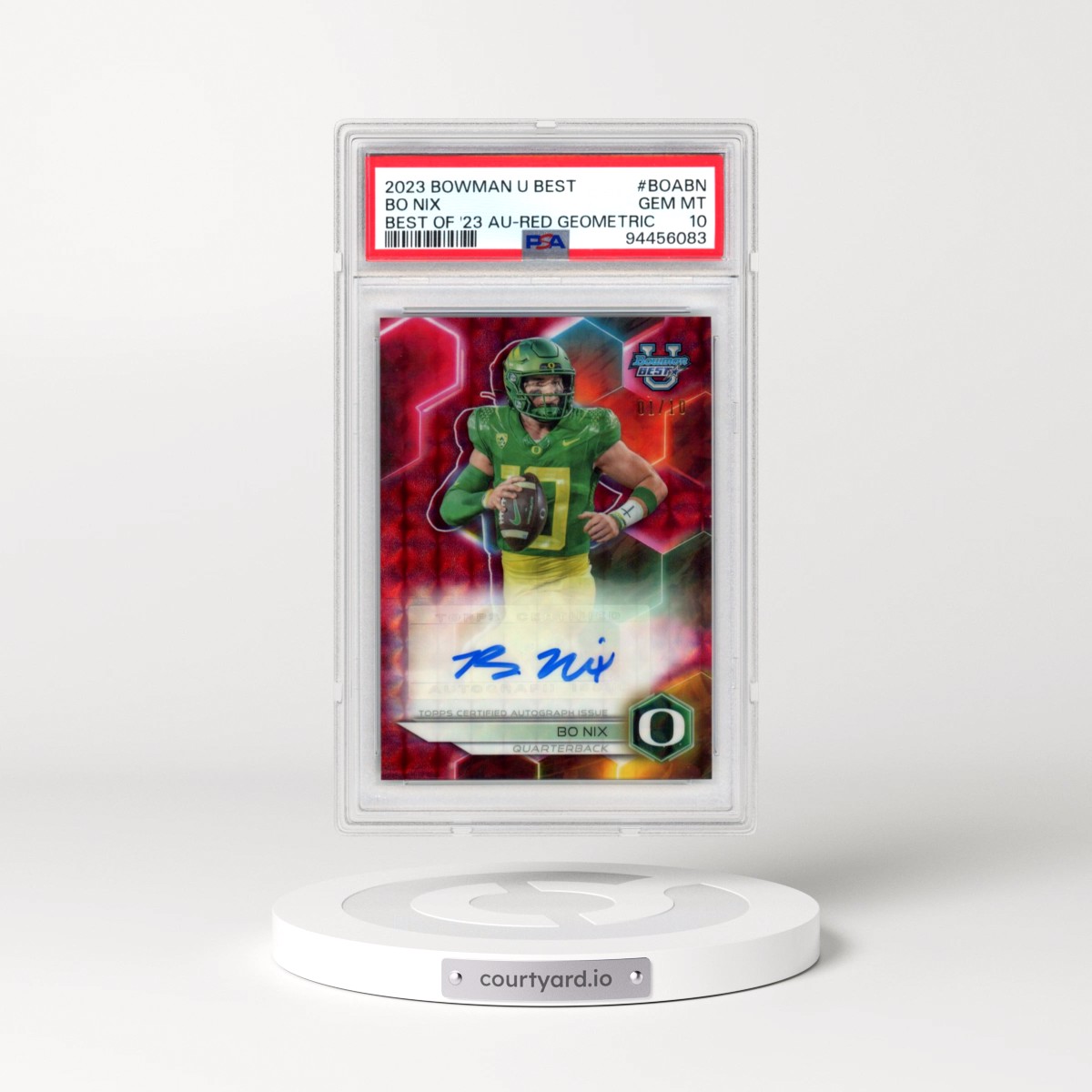 2023 Bowman University Best Best of 2023 Autographs #BOABN Bo Nix - Red Geometric (PSA 10 GEM MINT)