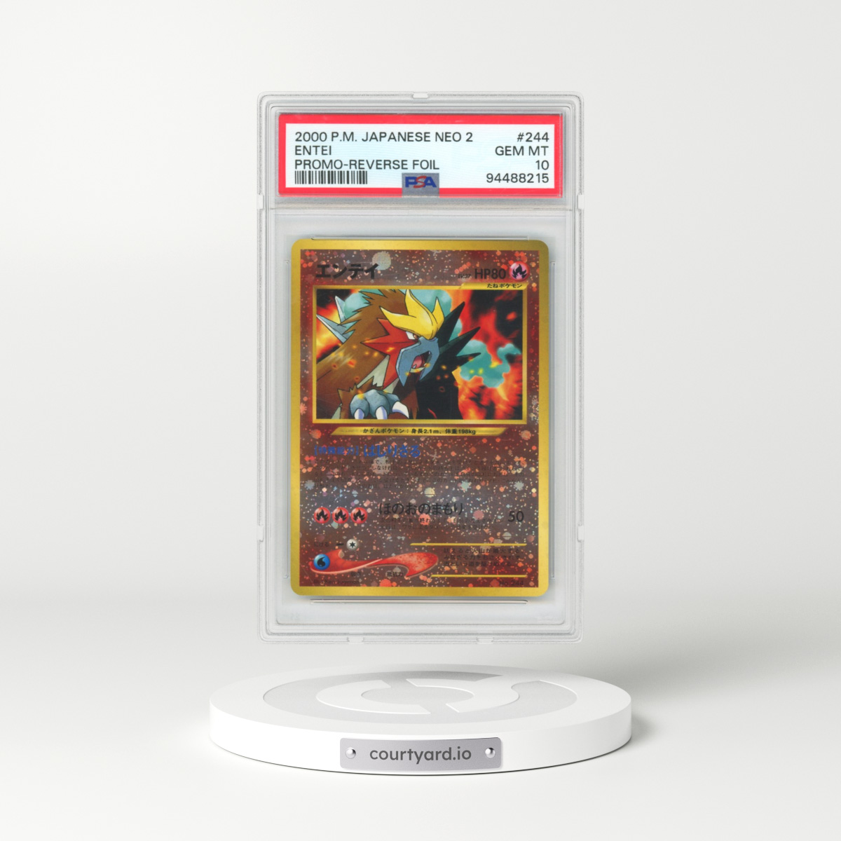 2000 Pokémon Neo 2 Promo #244 Entei - Reverse Foil (PSA 10 GEM MINT)