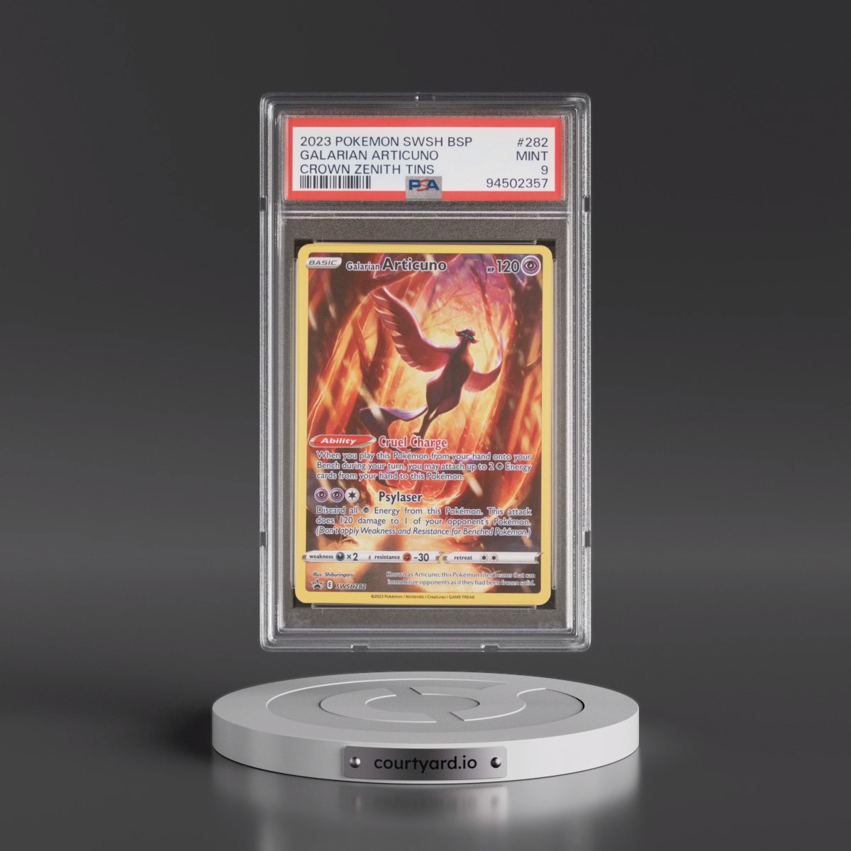 2023 Pokémon Swsh Black Star Promo #282 Galarian Articuno - Crown Zenith Tin (PSA 9 MINT)
