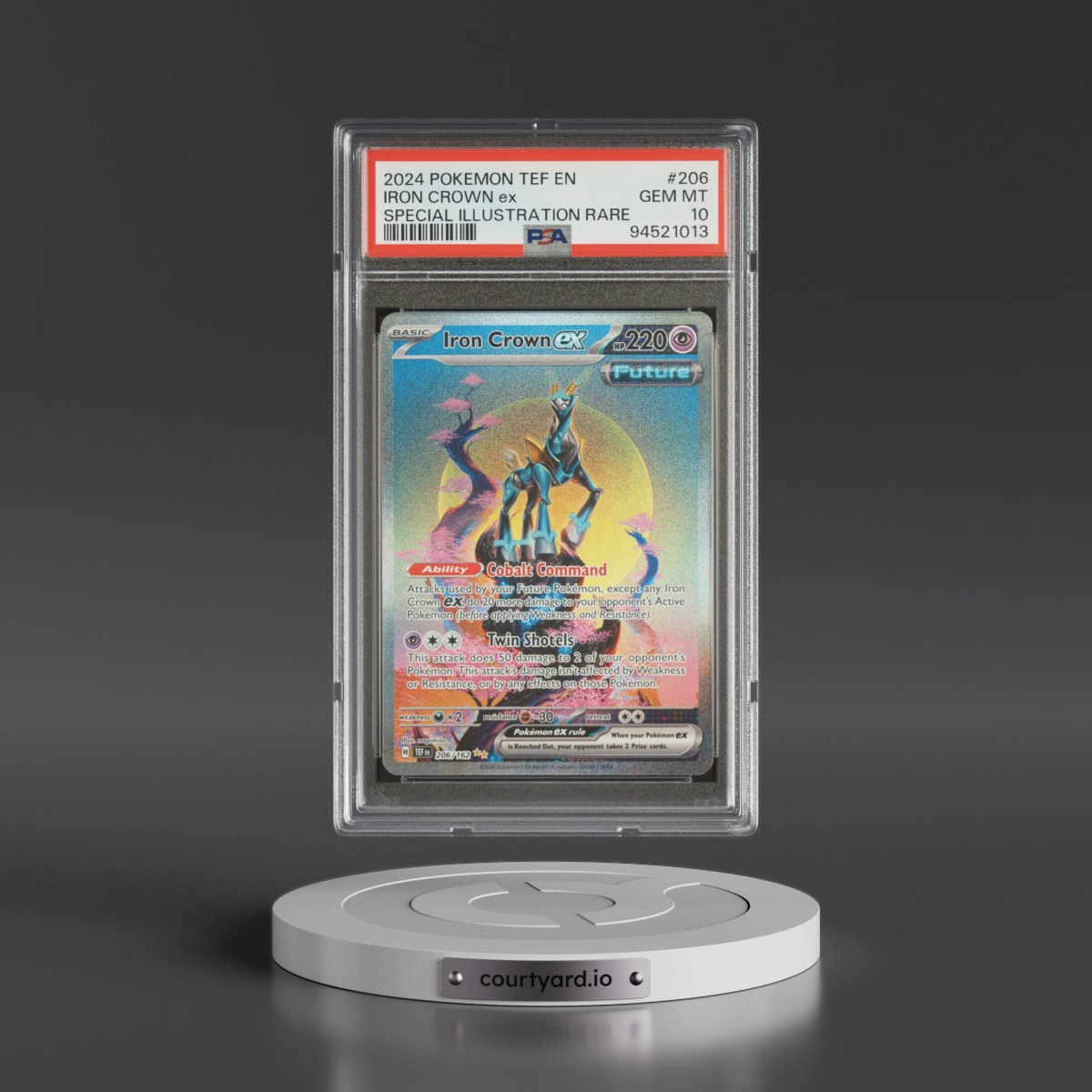 2024 Pokémon Tef EN-Temporal Forces #206 Iron Crown EX - Holo Special Illustration Rare (PSA 10 GEM MINT)