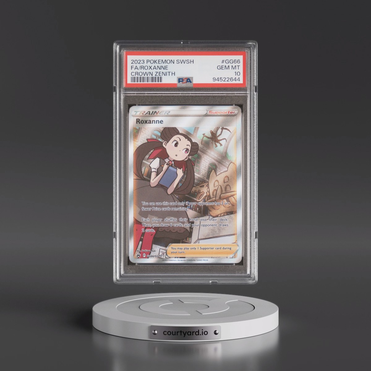 2023 Pokémon Sword and Shield Crown Zenith #GG66 Roxanne - Full Art (PSA 10 GEM MINT)