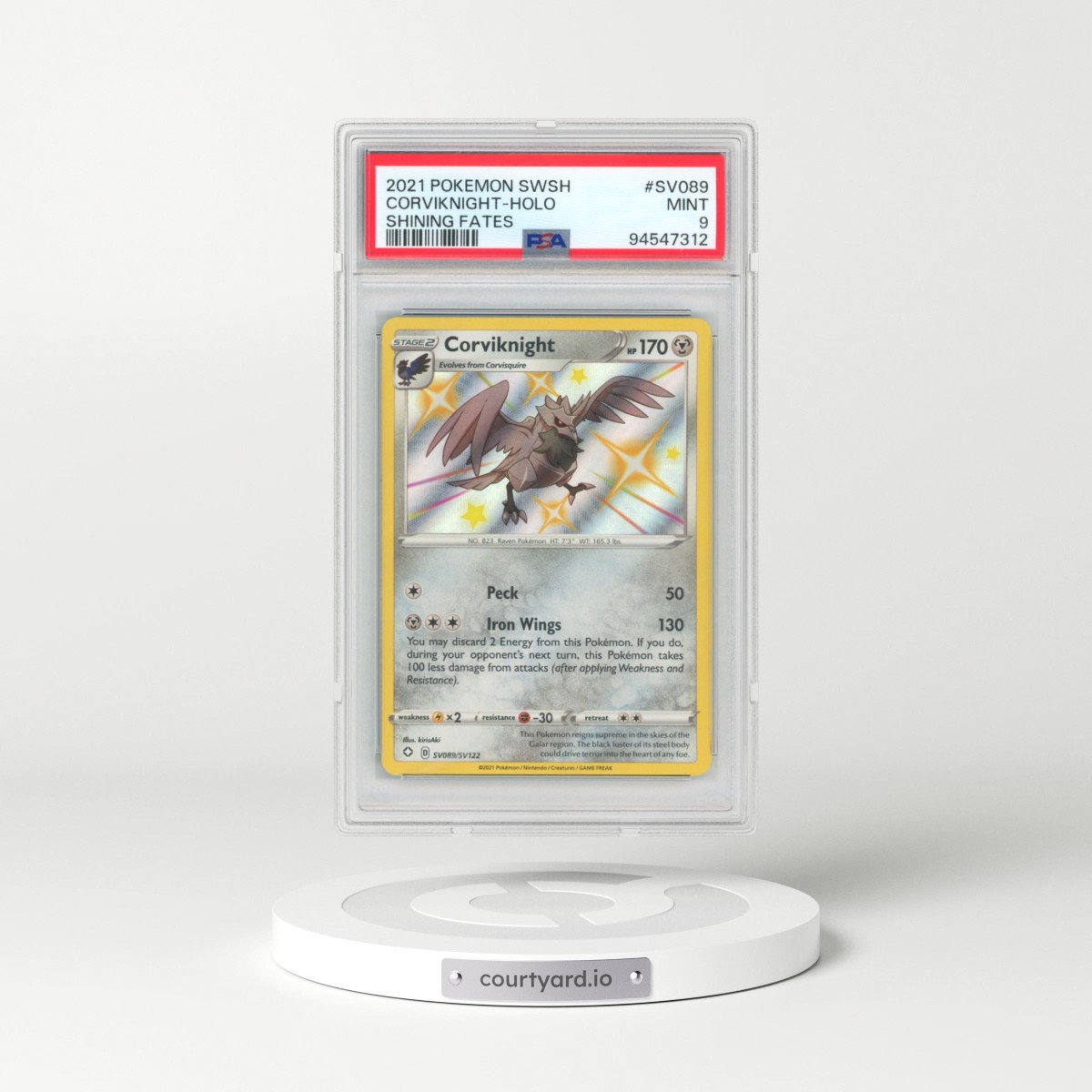 2021 Pokémon Sword & Shield Shining Fates #SV089 Corviknight - Holo (PSA 9 MINT)