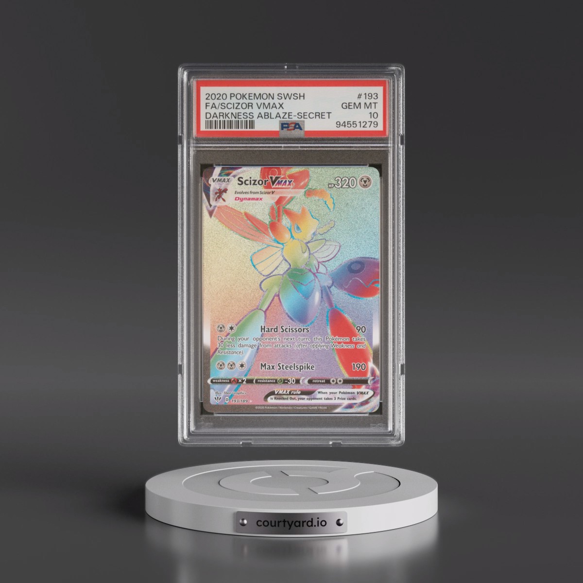 2020 Pokémon Sword & Shield Darkness Ablaze #193 Scizor Vmax - Full Art Secret (PSA 10 GEM MINT)