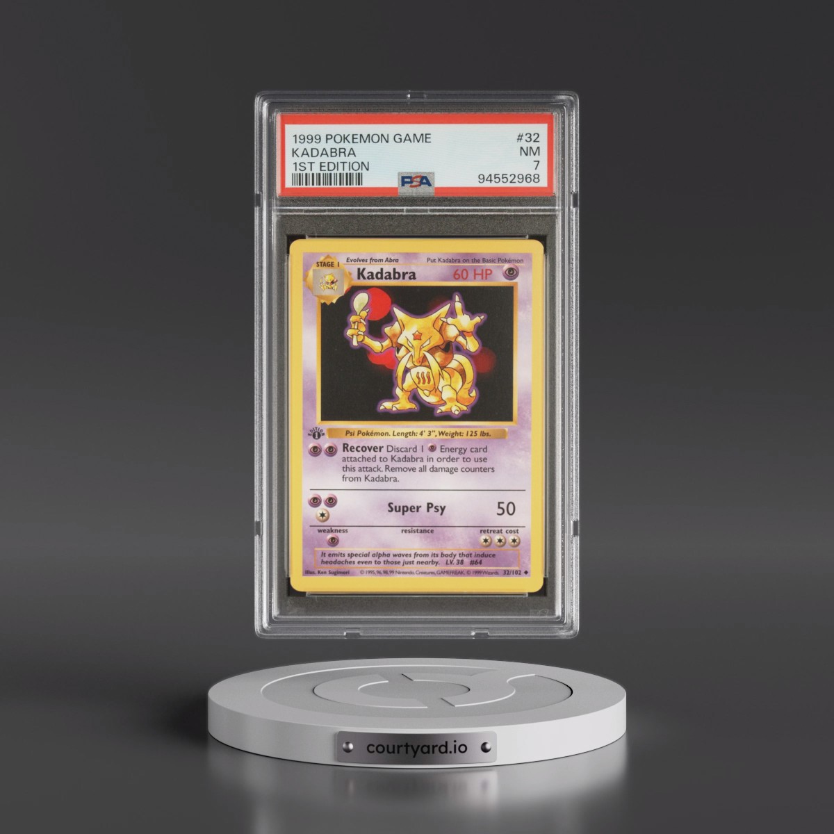 1999 Pokémon Game #32 Kadabra - 1st Edition (PSA 7 NM)