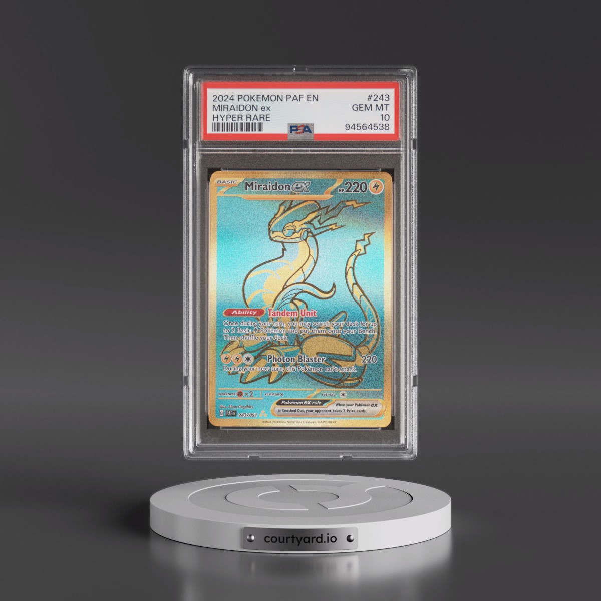 2024 Pokémon Paf EN-Paldean Fates Miraidon EX - Holo Hyper Rare #243 PSA 10