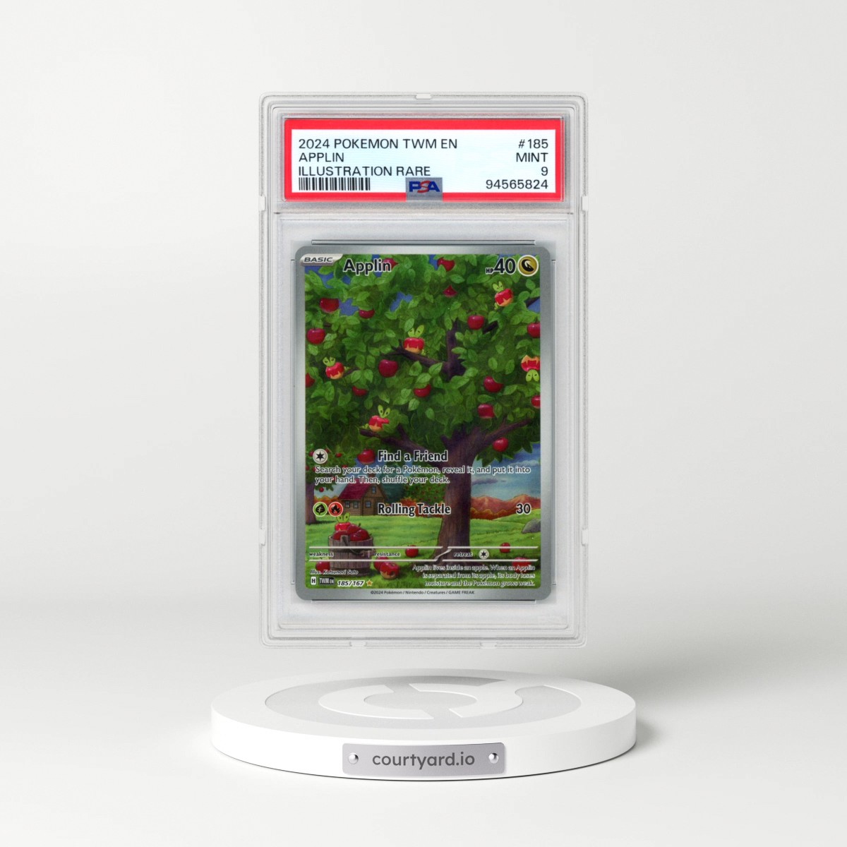 2024 Pokémon Twm EN-Twilight Masquerade #185 Applin - Illustration Rare (PSA 9 MINT)