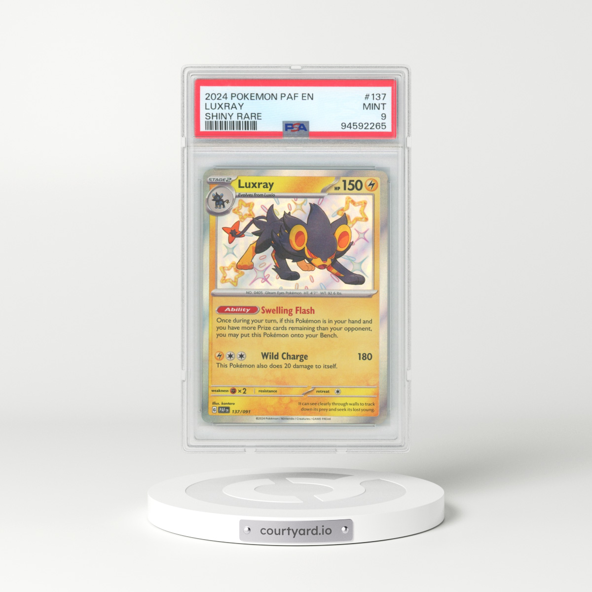 2024 Pokémon Paf EN-Paldean Fates #137 Luxray - Shiny Rare (PSA 9 MINT)