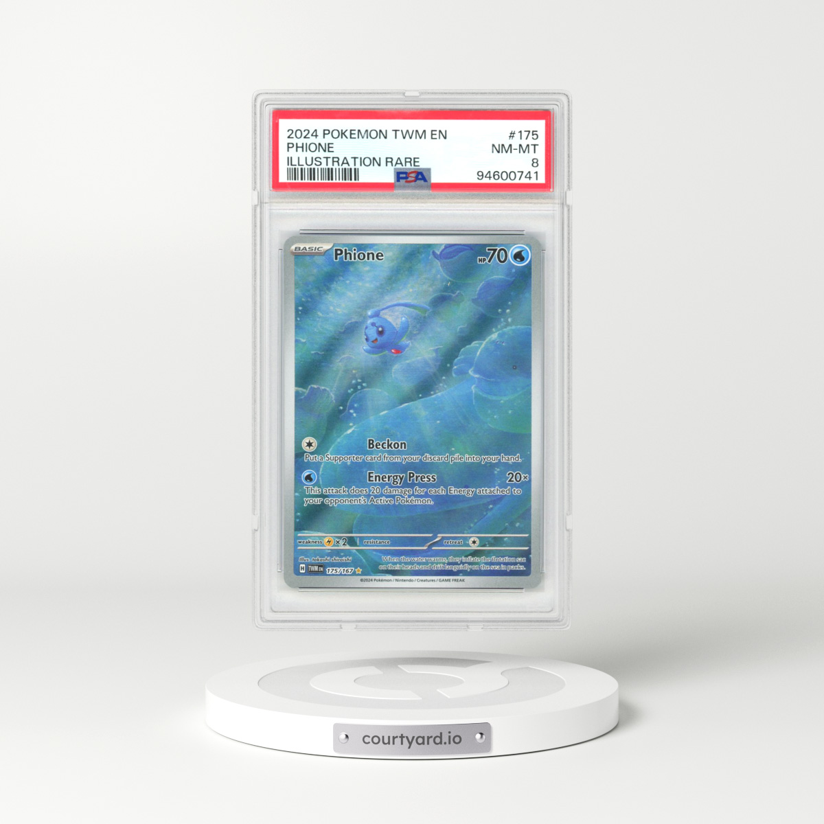 2024 Pokémon Twm EN-Twilight Masquerade #175 Phione - Illustration Rare (PSA 8 NM-MT)
