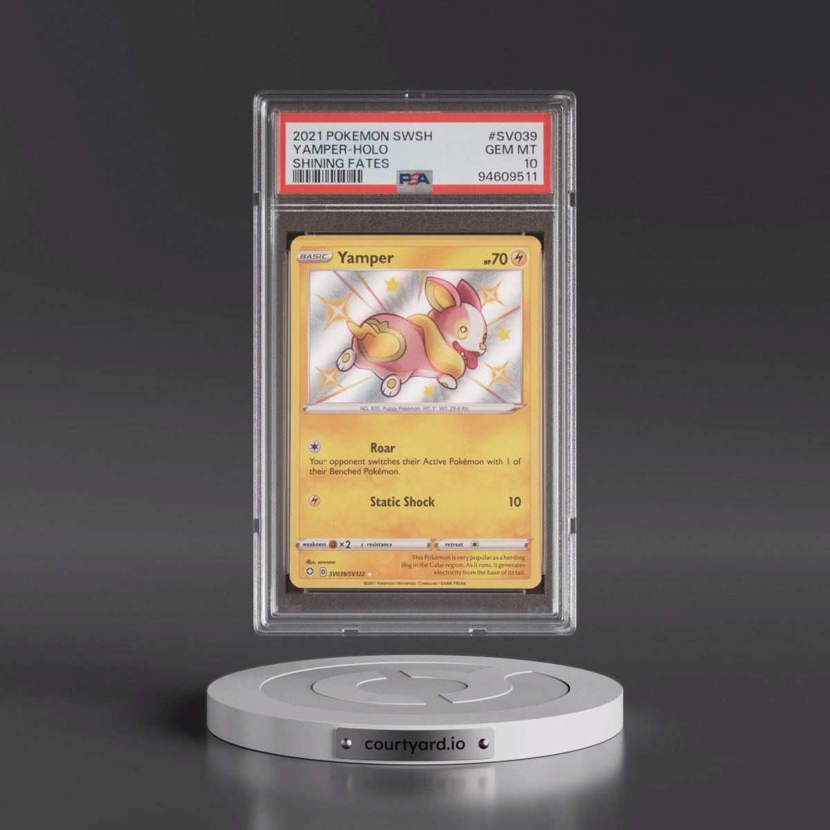2021 Pokémon Sword & Shield Shining Fates #SV039 Yamper - Holo (PSA 10 GEM MINT)