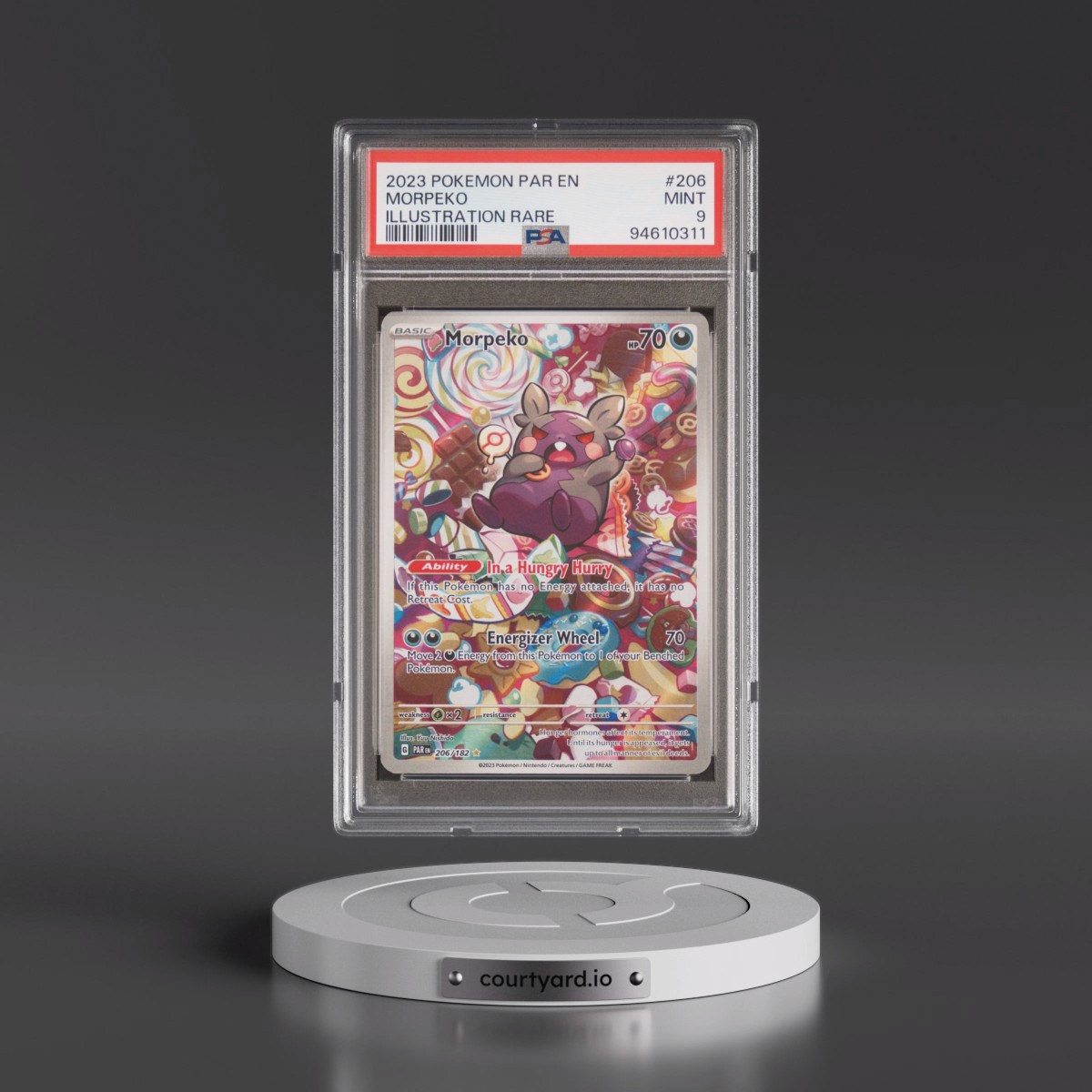 2023 Pokémon Par EN-Paradox Rift #206 Morpeko - Illustration Rare (PSA 9 MINT)