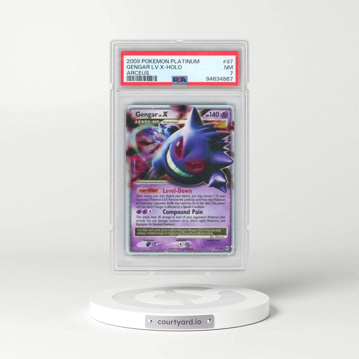2009 Pokémon Platinum Arceus #97 Gengar LV.X - Holo (PSA 7 NM)