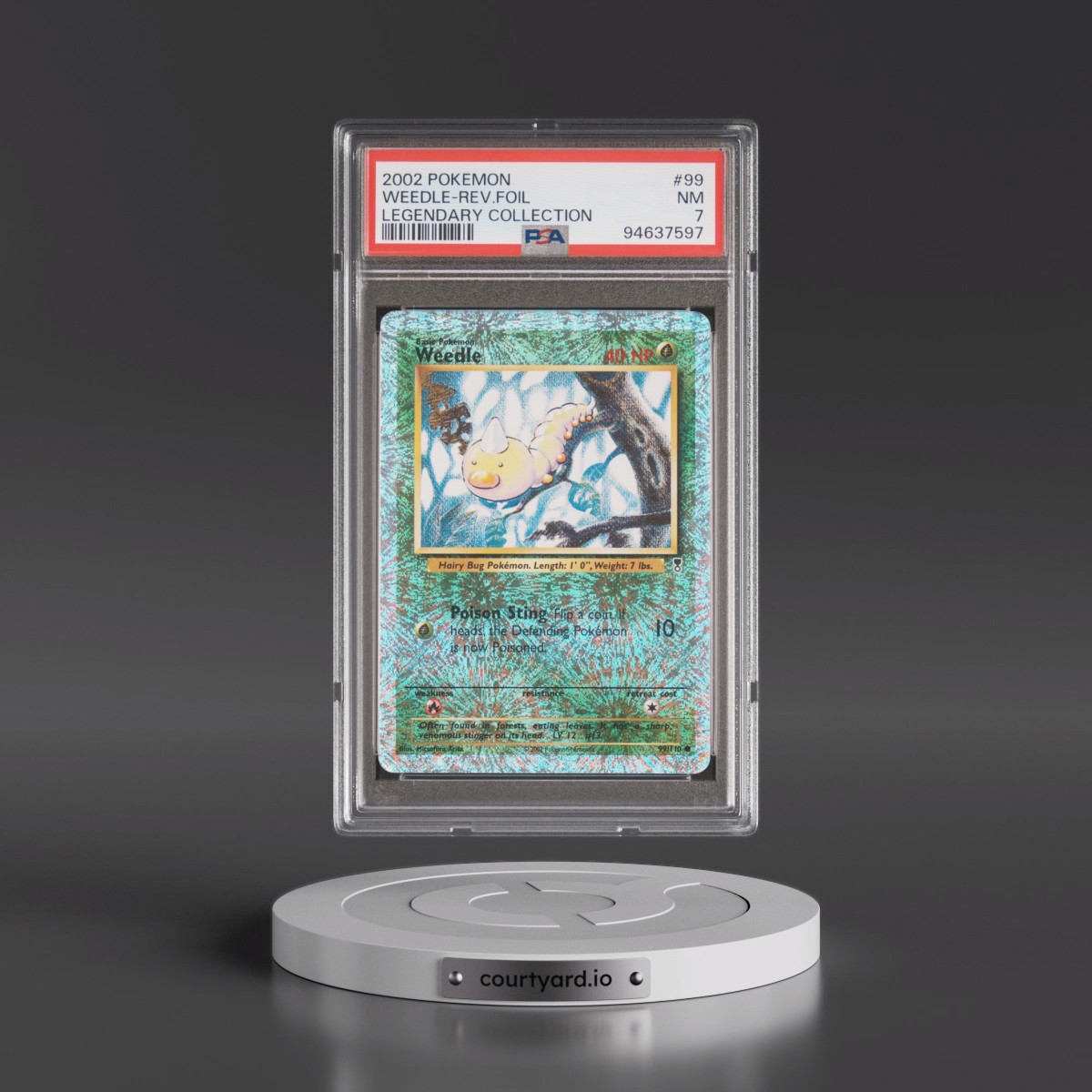 2002 Pokémon Legendary Collection #99 Weedle - Reverse Foil (PSA 7 NM)
