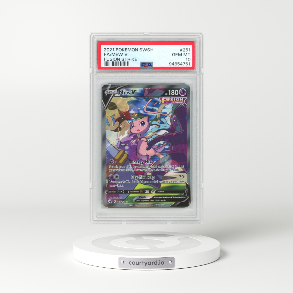 2021 Pokémon Sword & Shield Fusion Strike #251 Mew V - Holo Full Art (PSA 10 GEM MINT)