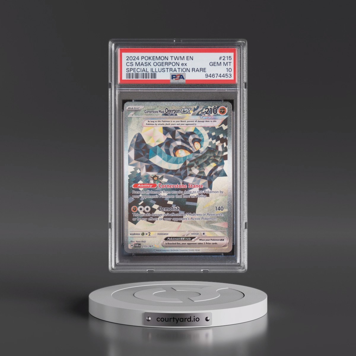 2024 Pokémon Twm EN-Twilight Masquerade #215 Cornerstone Mask Ogerpon EX - Holo Special Illustration Rare (PSA 10 GEM MINT)