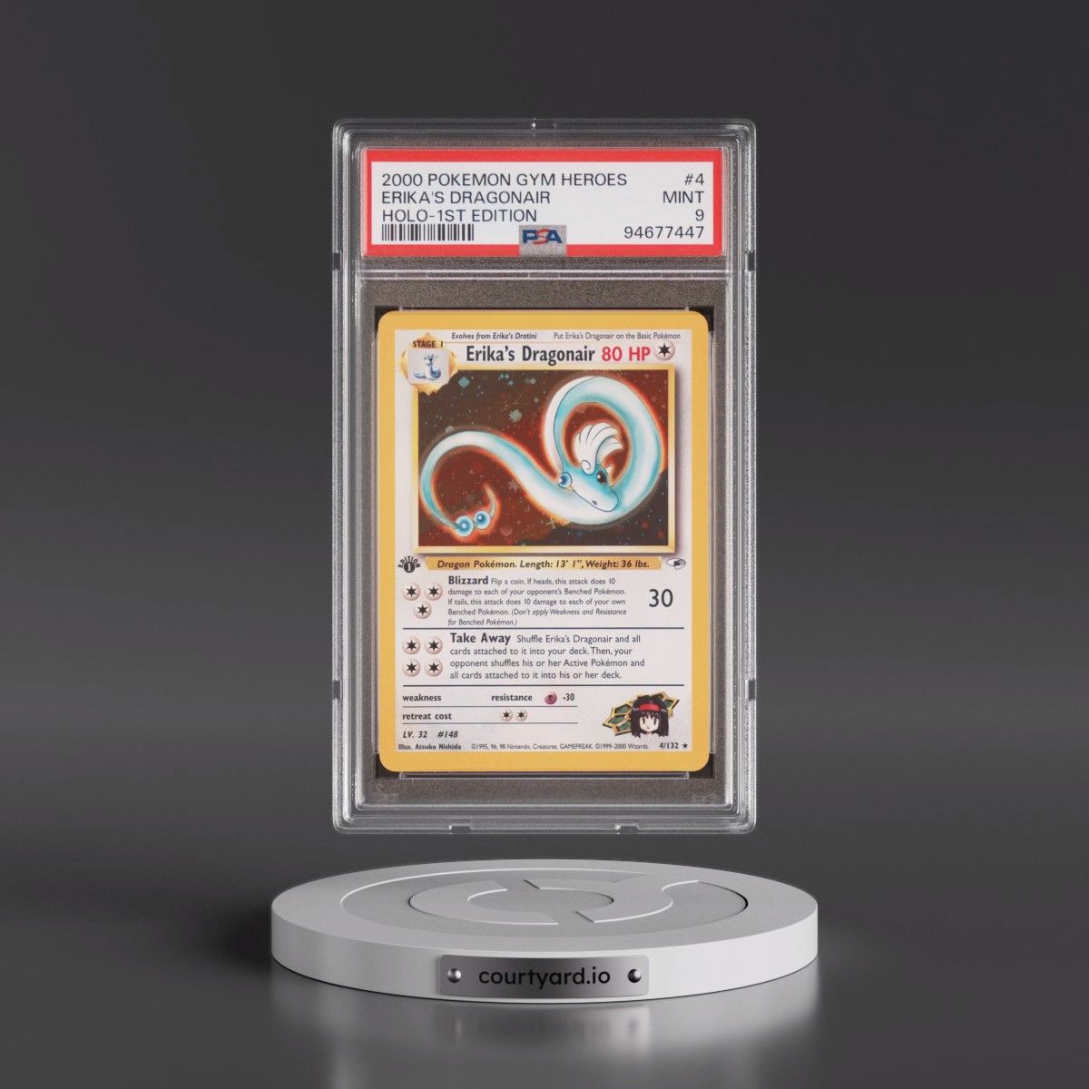 2000 Pokémon Gym Heroes #4 Erika's Dragonair - 1st Edition Holo (PSA 9 MINT)