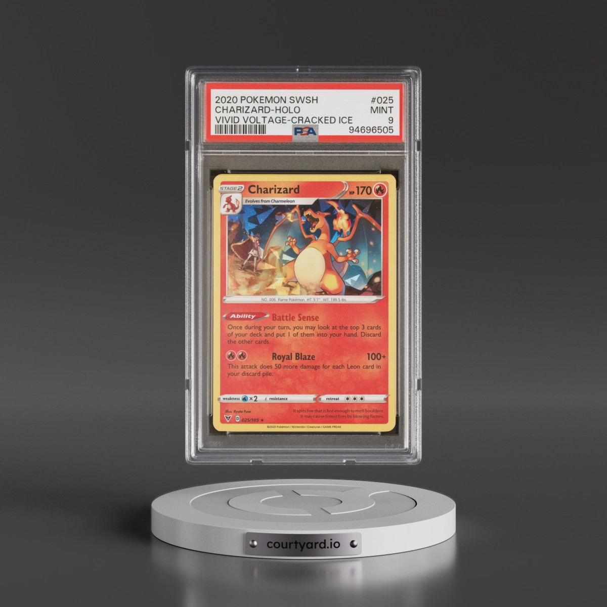 2020 Pokémon Sword & Shield Vivid Voltage #025 Charizard - Holo Cracked Ice (PSA 9 MINT)
