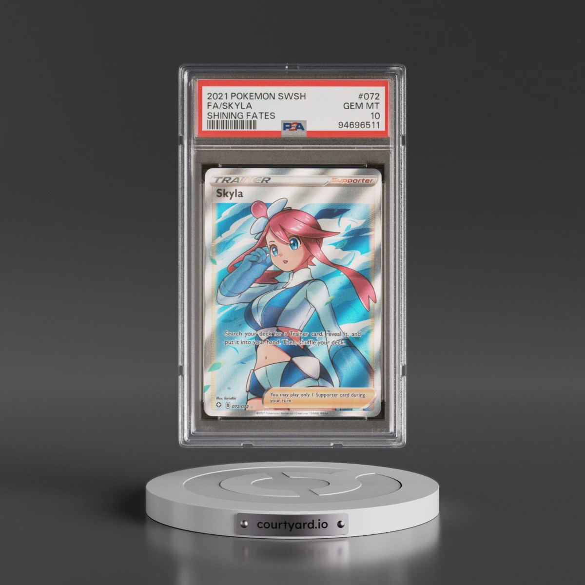 2021 Pokémon Sword & Shield Shining Fates #072 Skyla - Full Art (PSA 10 GEM MINT)