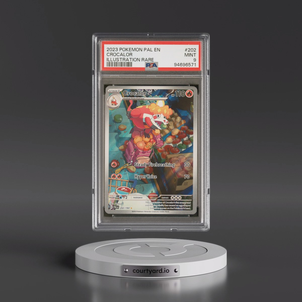 2023 Pokémon Pal EN-Paldea Evolved #202 Crocalor - Illustration Rare (PSA 9 MINT)