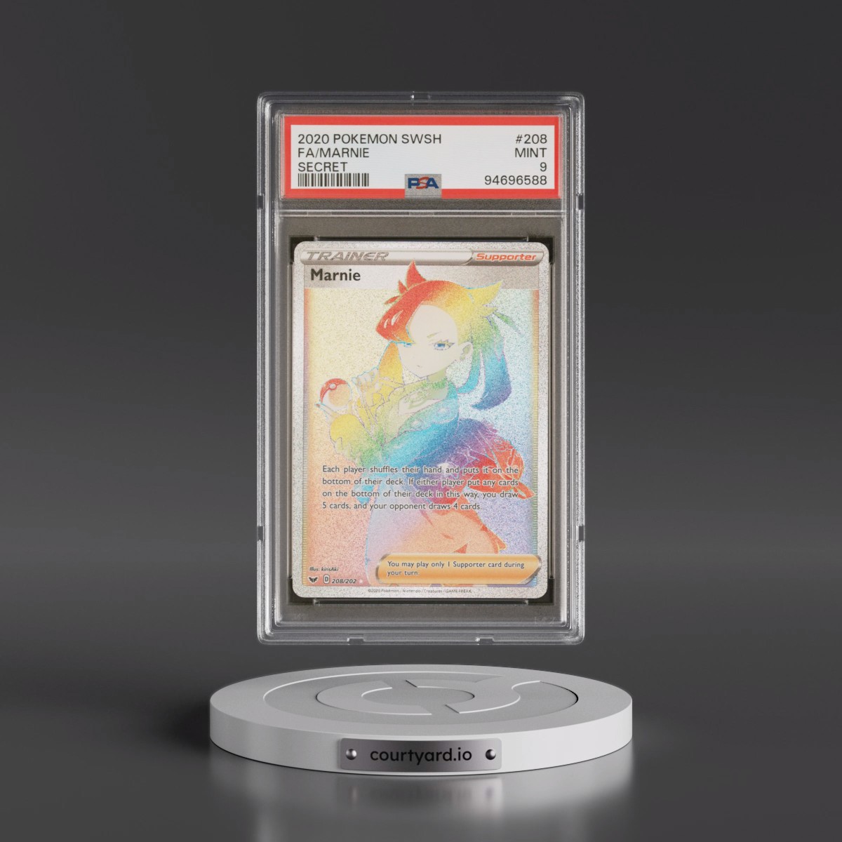 2020 Pokémon Sword & Shield #208 Marnie - Full Art Secret (PSA 9 MINT)