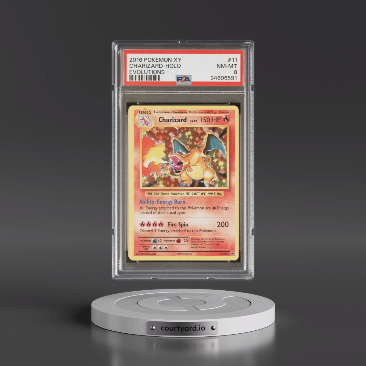 2016 Pokémon XY Evolutions #11 Charizard - Holo (PSA 8 NM-MT)