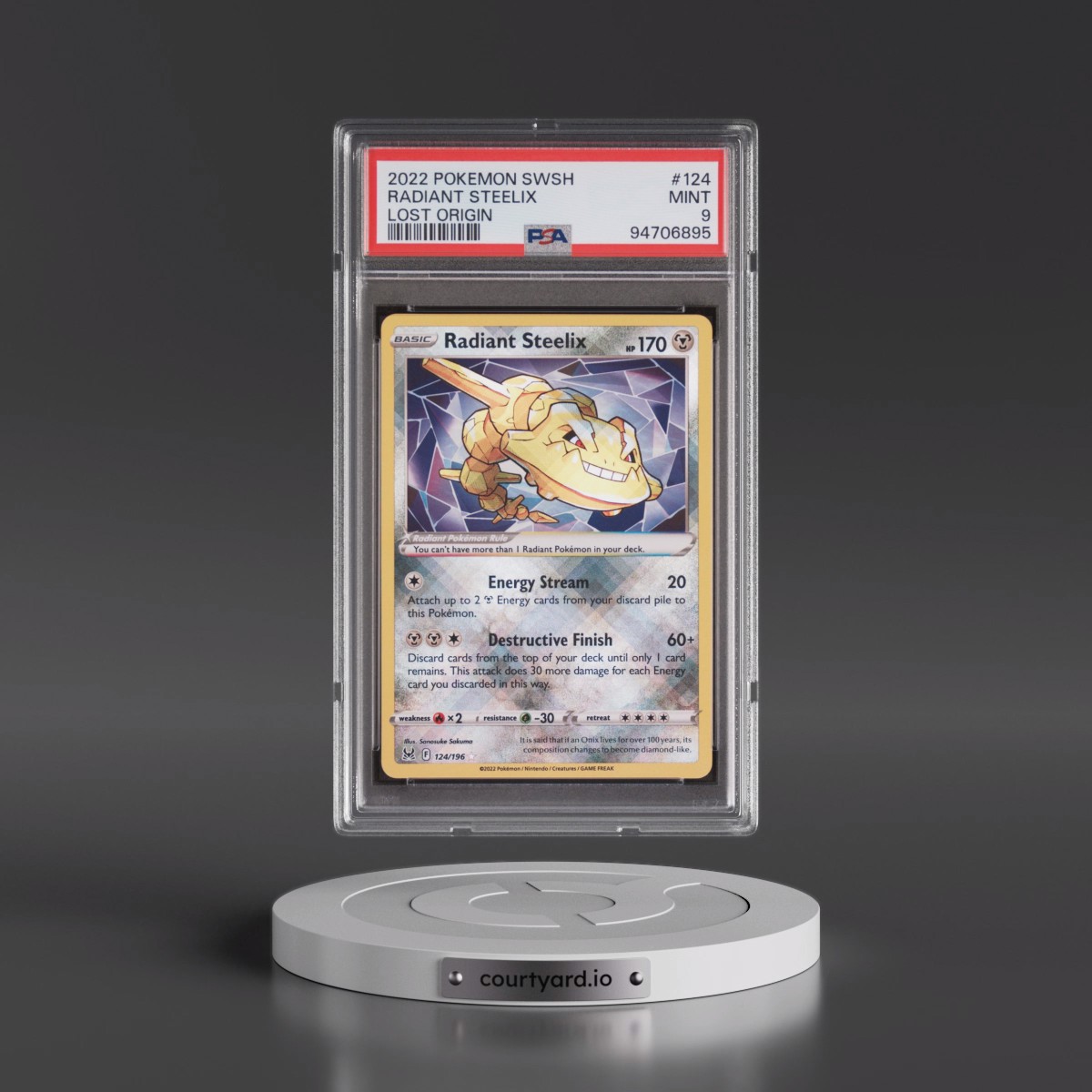 2022 Pokémon Sword & Shield Lost Origin #124 Radiant Steelix - Holo (PSA 9 MINT)