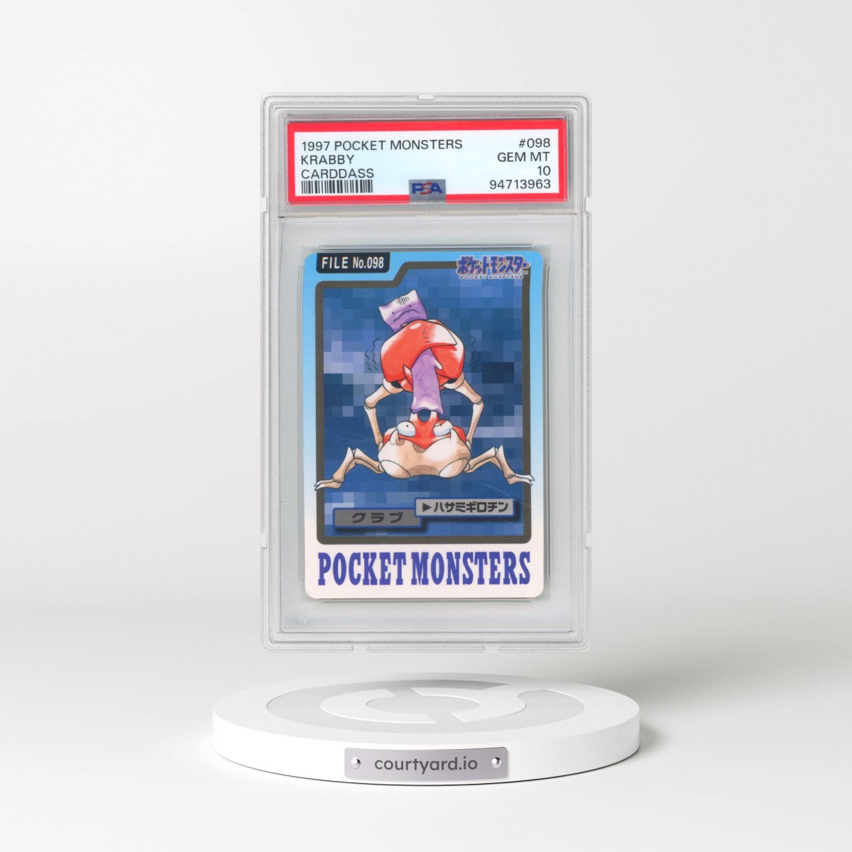 1997 Pocket Monsters Carddass #098 Krabby (PSA 10 GEM MINT)