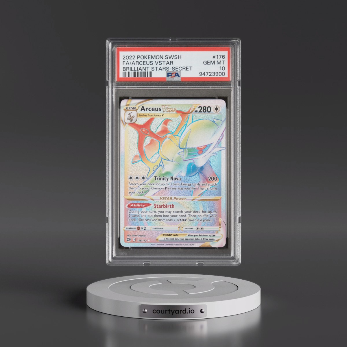 2022 Pokémon Sword & Shield Brilliant Stars #176 Arceus Vstar - Full Art Secret (PSA 10 GEM MINT)