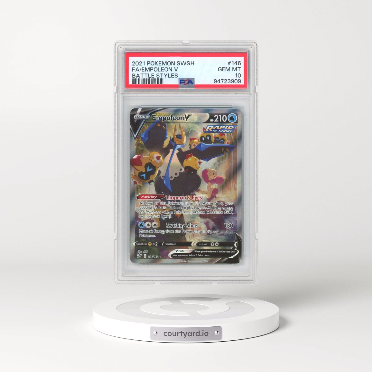 2021 Pokémon Sword & Shield Battle Styles #146 Empoleon V - Holo Full Art (PSA 10 GEM MINT)