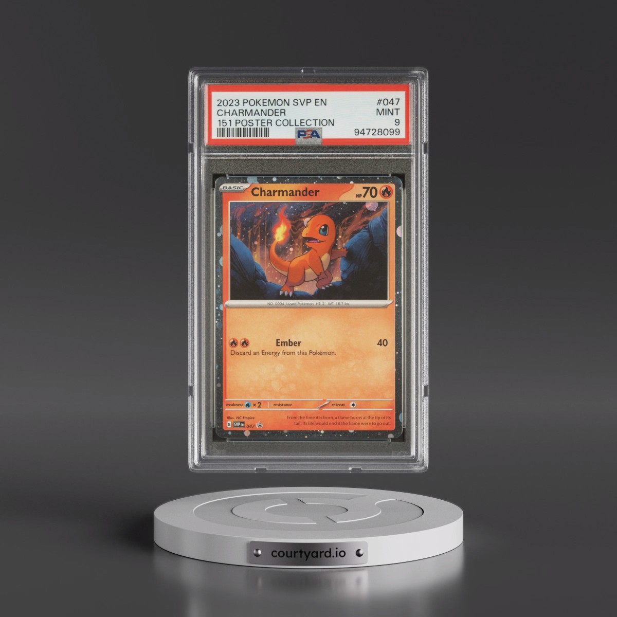 2023 Pokémon Svp EN-SV Black Star Promo #047 Charmander - 151 Poster Collection (PSA 9 MINT)