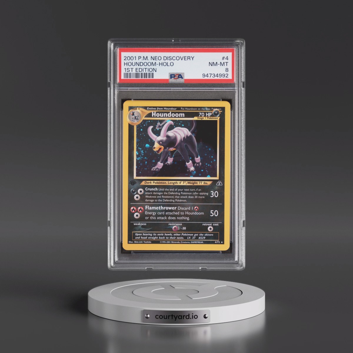 2001 Pokémon Neo Discovery #4 Houndoom - 1st Edition Holo (PSA 8 NM-MT)