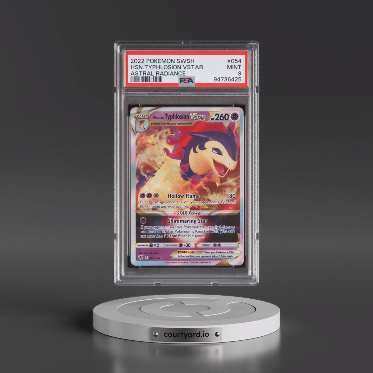 2022 Pokémon Sword & Shield Astral Radiance #054 Hisuian Typhlosion Vstar (PSA 9 MINT)