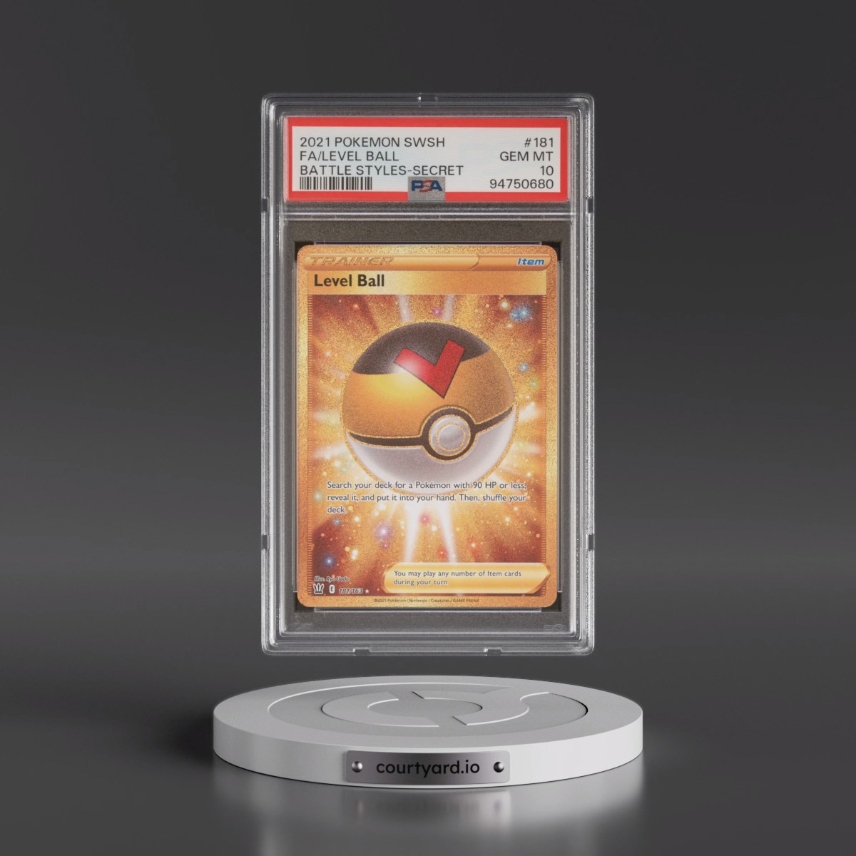 2021 Pokémon Sword & Shield Battle Styles #181 Level Ball - Full Art Secret (PSA 10 GEM MINT)