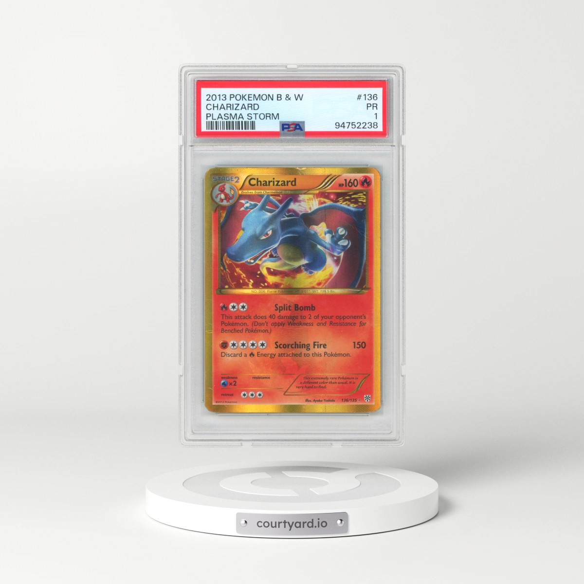 2013 Pokémon Black & White Plasma Storm #136 Charizard (PSA 1 PR)