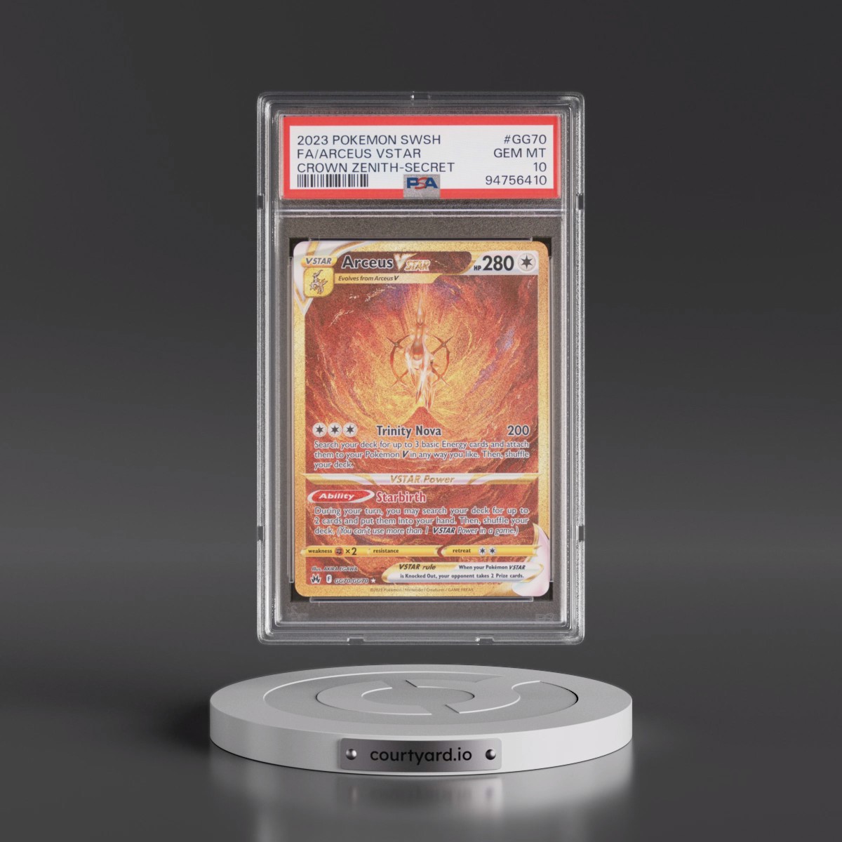2023 Pokémon Sword and Shield Crown Zenith #GG70 Arceus Vstar - Full Art Secret (PSA 10 GEM MINT)