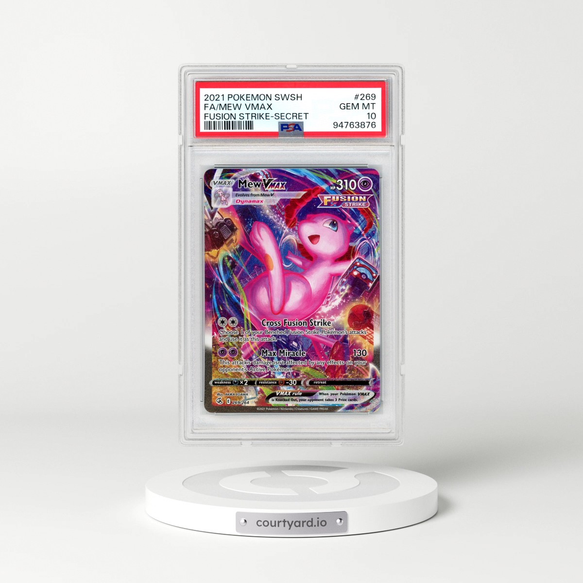 2021 Pokémon Sword & Shield Fusion Strike #269 Mew Vmax - Full Art Secret (PSA 10 GEM MINT)