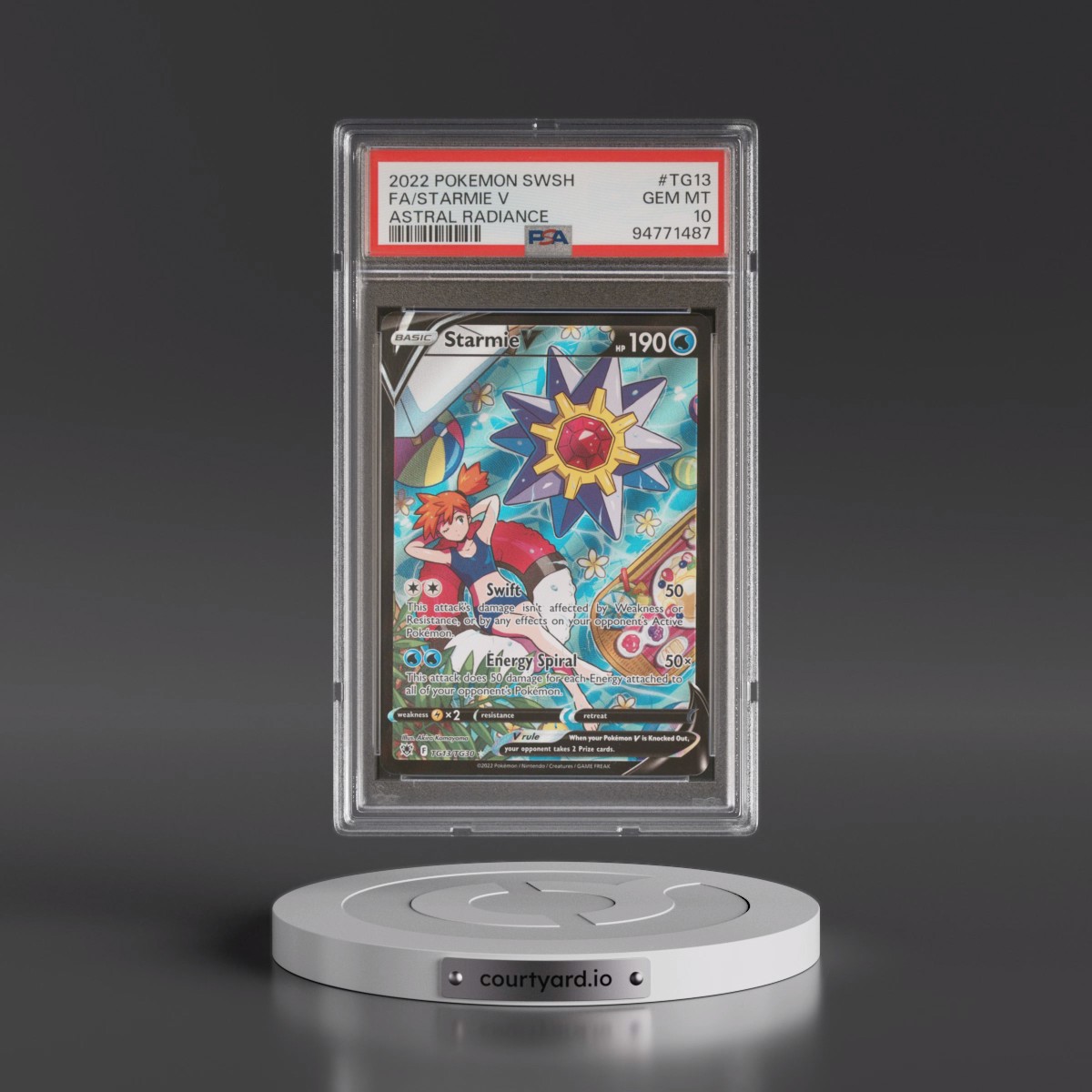 2022 Pokémon Sword & Shield Astral Radiance #TG13 Starmie V - Holo Full Art (PSA 10 GEM MINT)