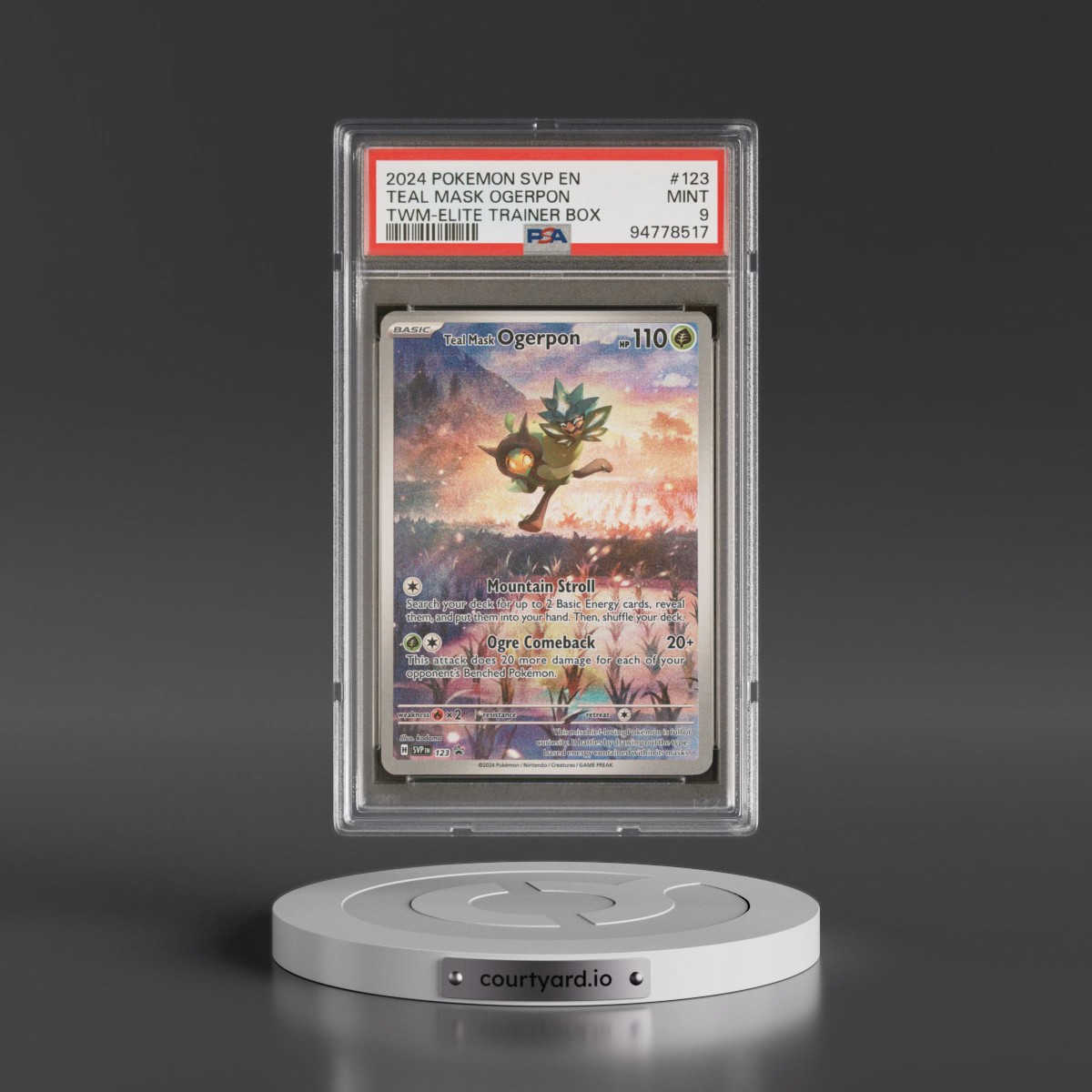 2024 Pokémon Svp EN-SV Black Star Promo #123 Teal Mask Ogerpon - Twilight Masquerade Elite Trainer Box (PSA 9 MINT)