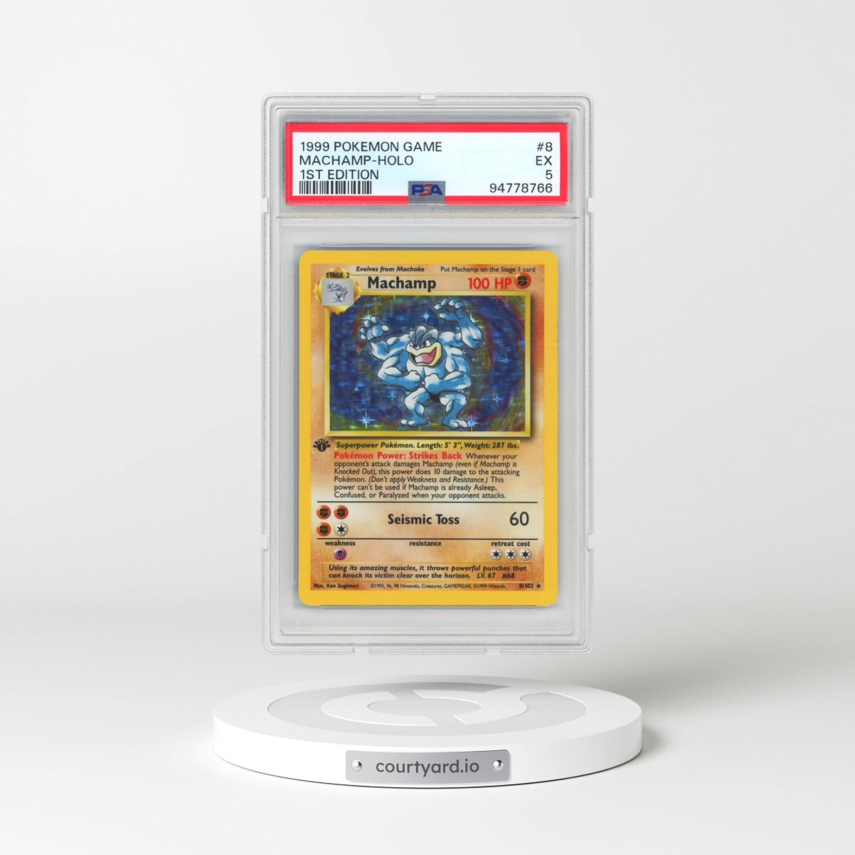 1999 Pokémon Game #8 Machamp - 1st Edition Holo (PSA 5 EX)