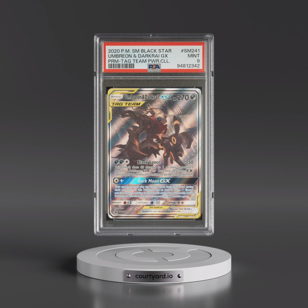 2020 Pokémon SM Black Star Promo #SM241 Umbreon & Darkrai GX - Holo Tag Team Powers Collection (PSA 9 MINT)