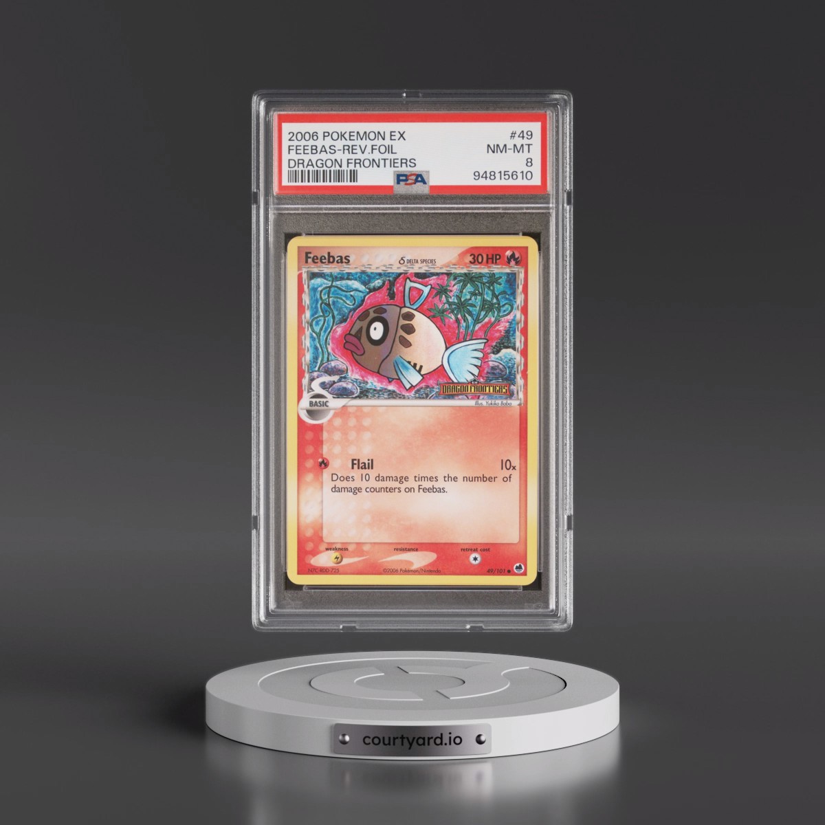 2006 Pokémon EX Dragon Frontiers #49 Feebas - Reverse Foil (PSA 8 NM-MT)