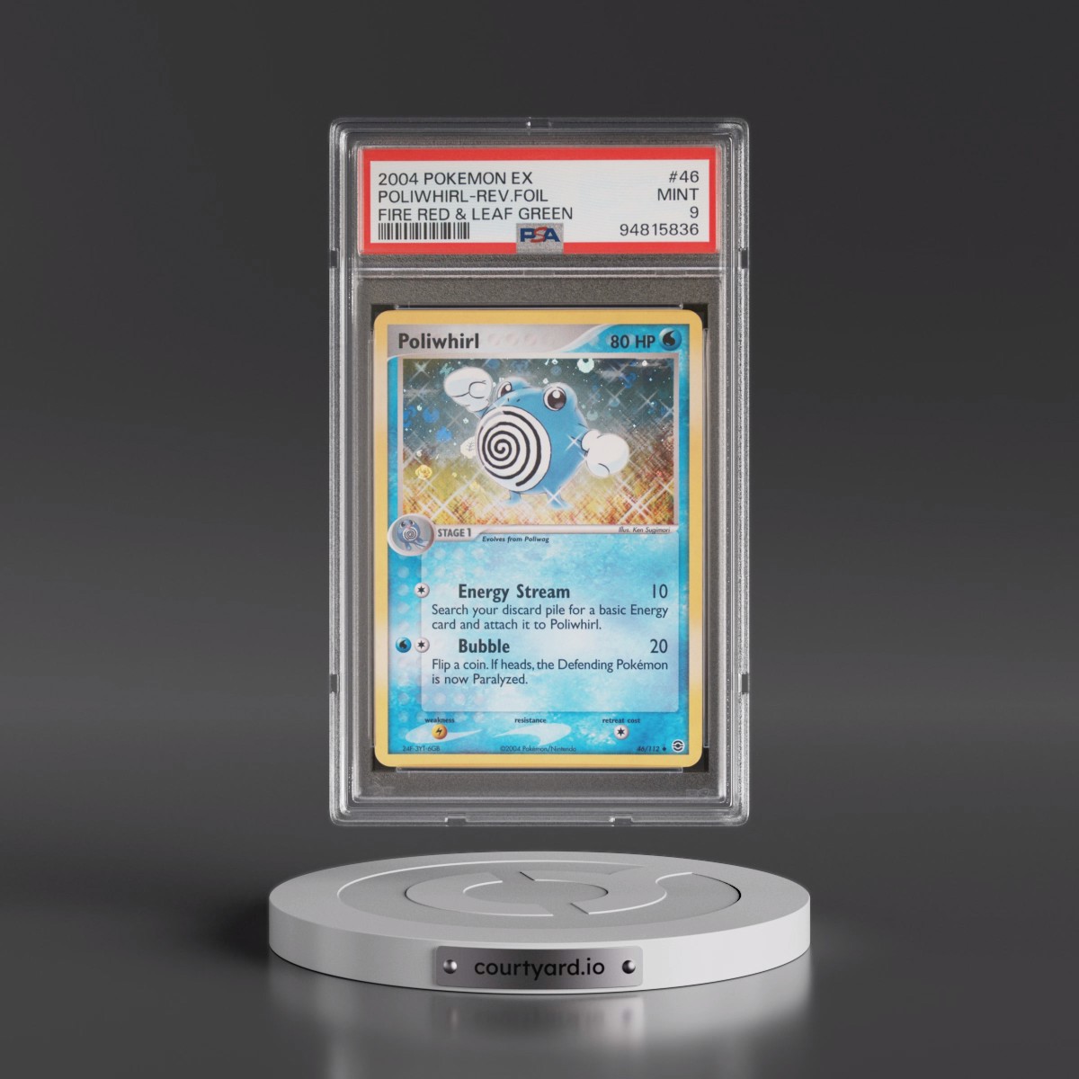 2004 Pokémon EX Fire Red & Leaf Green #46 Poliwhirl - Reverse Foil (PSA 9 MINT)