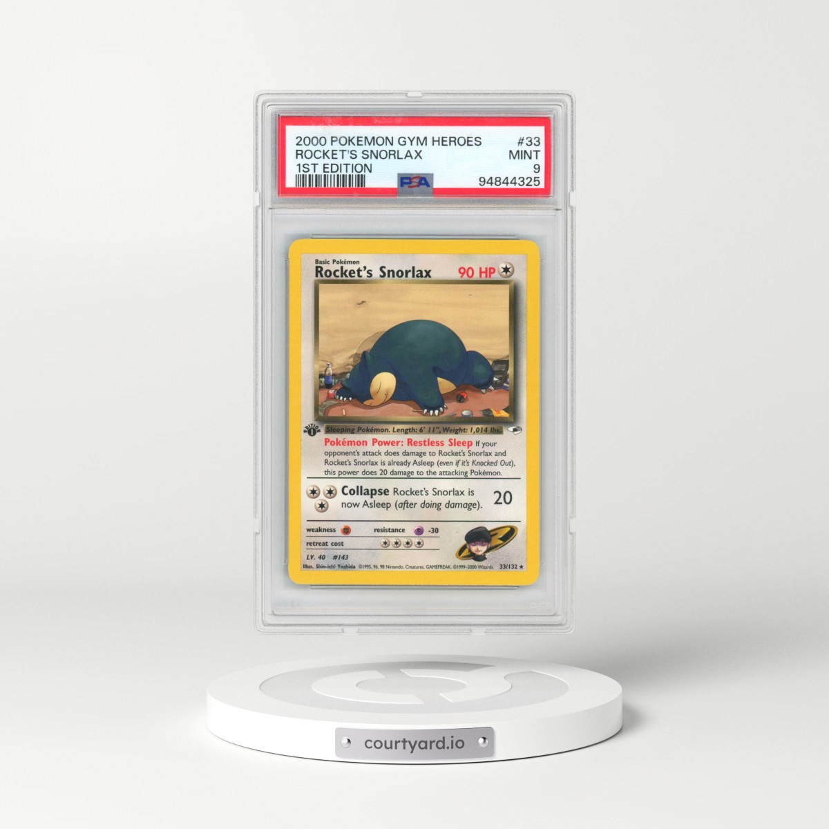 2000 Pokémon Gym Heroes #33 Rocket's Snorlax - 1st Edition (PSA 9 MINT)