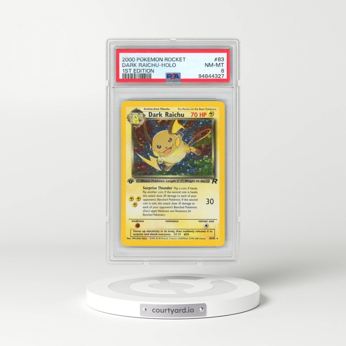 2000 Pokémon Rocket #83 Dark Raichu - 1st Edition Holo (PSA 8 NM-MT)