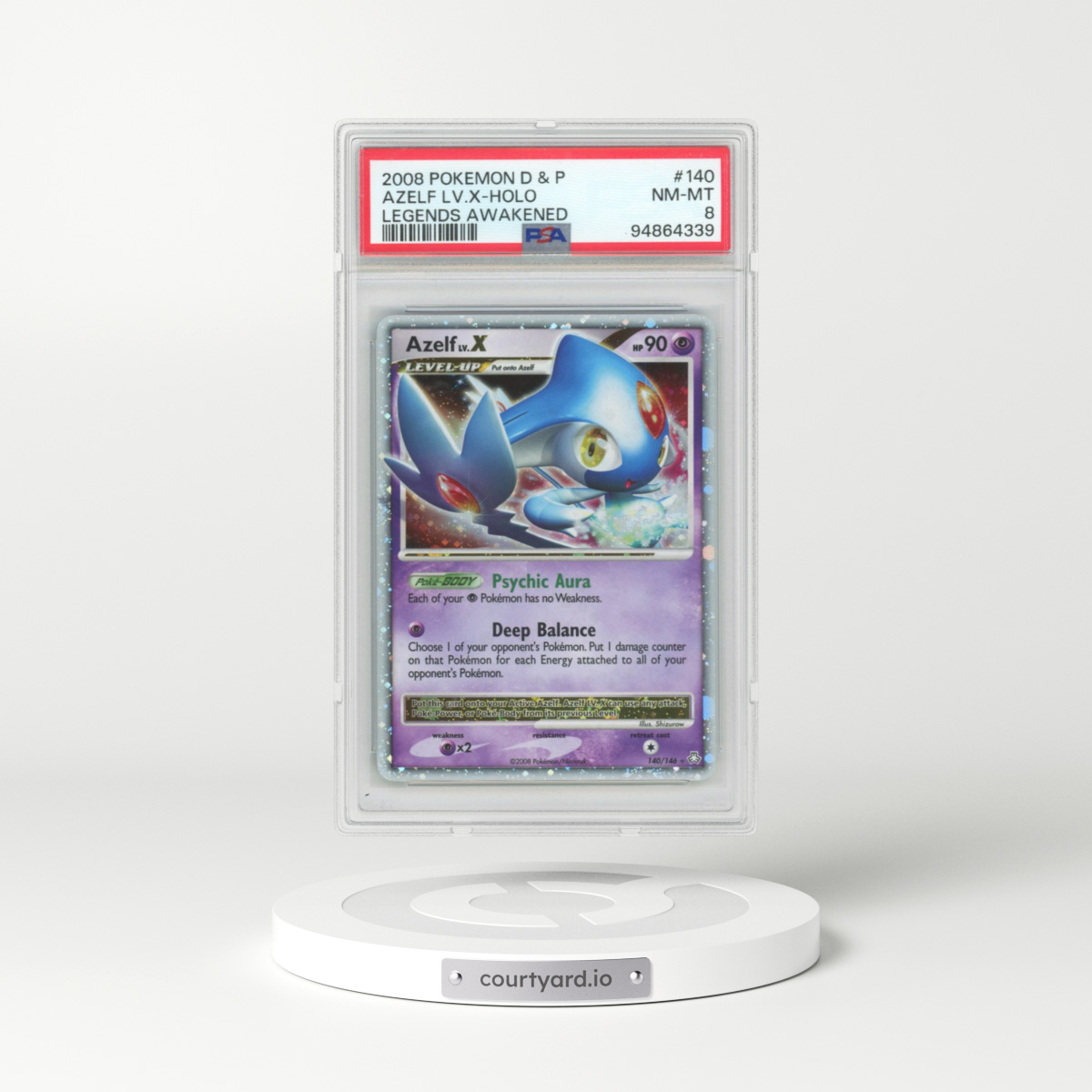 2008 Pokémon Diamond & Pearl Legends Awakened #140 Azelf LV.X - Holo (PSA 8 NM-MT)