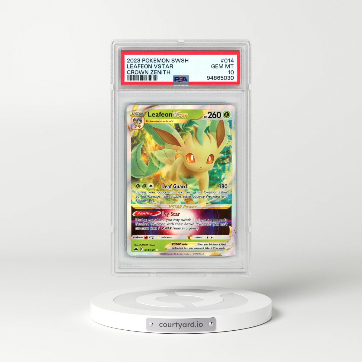 2023 Pokémon Sword and Shield Crown Zenith #014 Leafeon Vstar (PSA 10 GEM MINT)