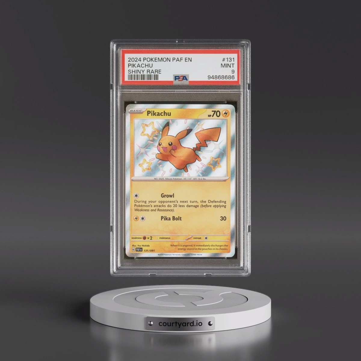 2024 Pokémon Paf EN-Paldean Fates #131 Pikachu - Shiny Rare (PSA 9 MINT)